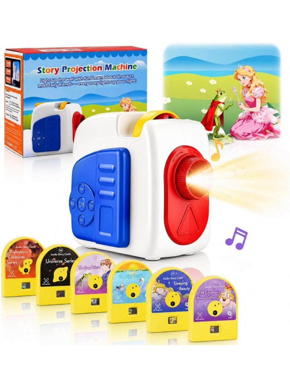 Kids 4K HD Projector & Story Machine with 6 Story Cards - Fun Learning Toy